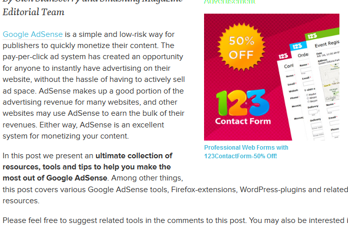 Smashing Magazine 300x250 ad unit in content example Smashing Magazine 300x250 ad unit in content example